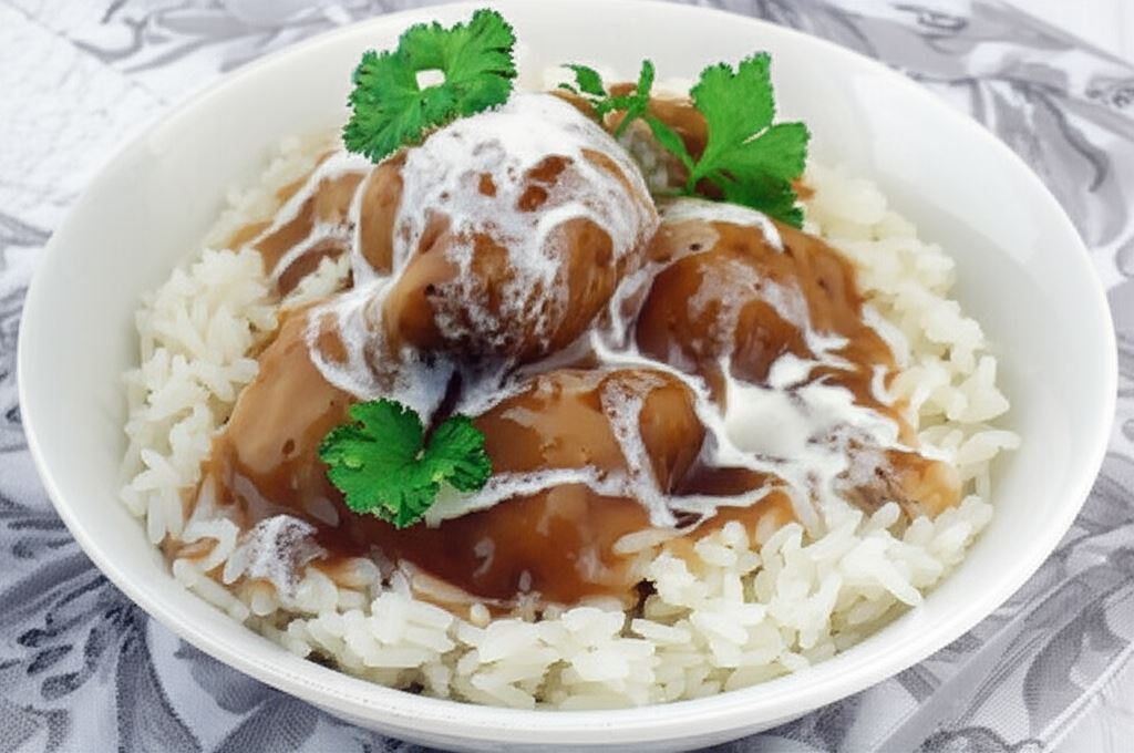 Gotowane klopsy w sosie grzybowym