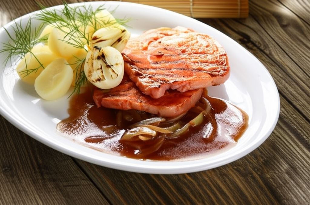 Grillowana golonka z sosem cebulowym