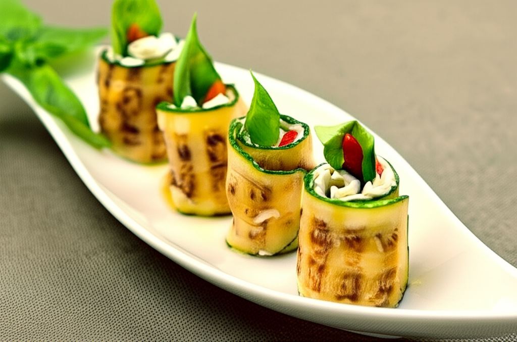 Grillowane roladki z cukinii i serka