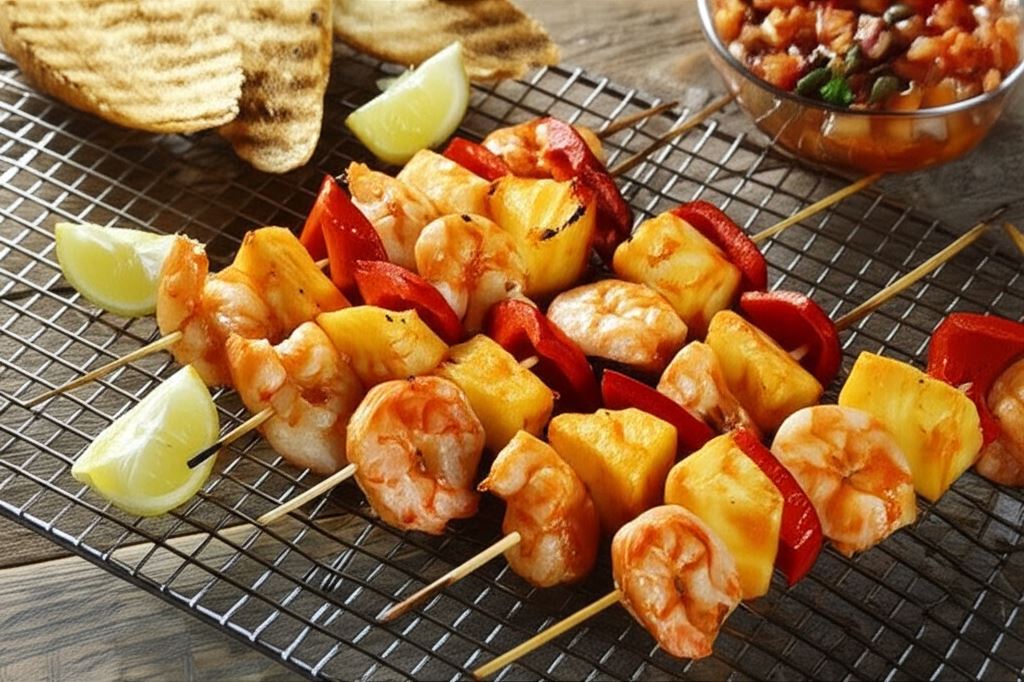Grillowane szaszłyki z krewetkami