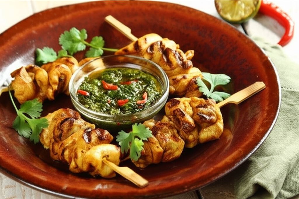Grillowane szaszłyki z kurczaka w sosie Chimichurri