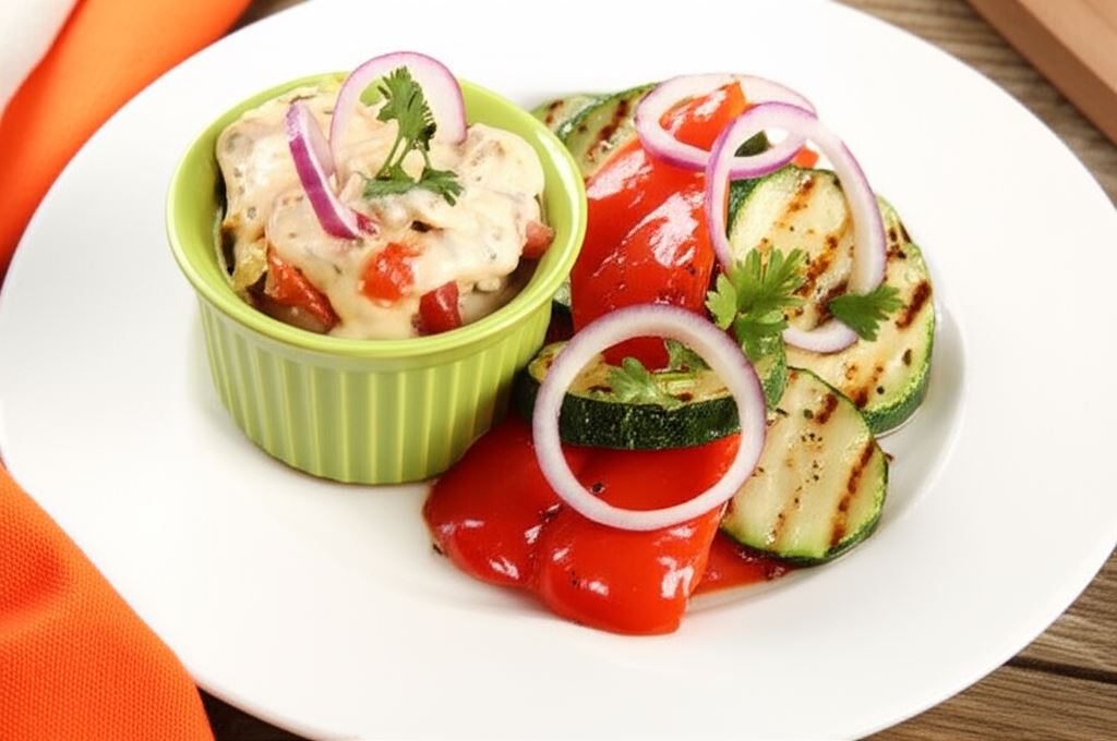 Grillowane warzywa z dipem koktajlowym