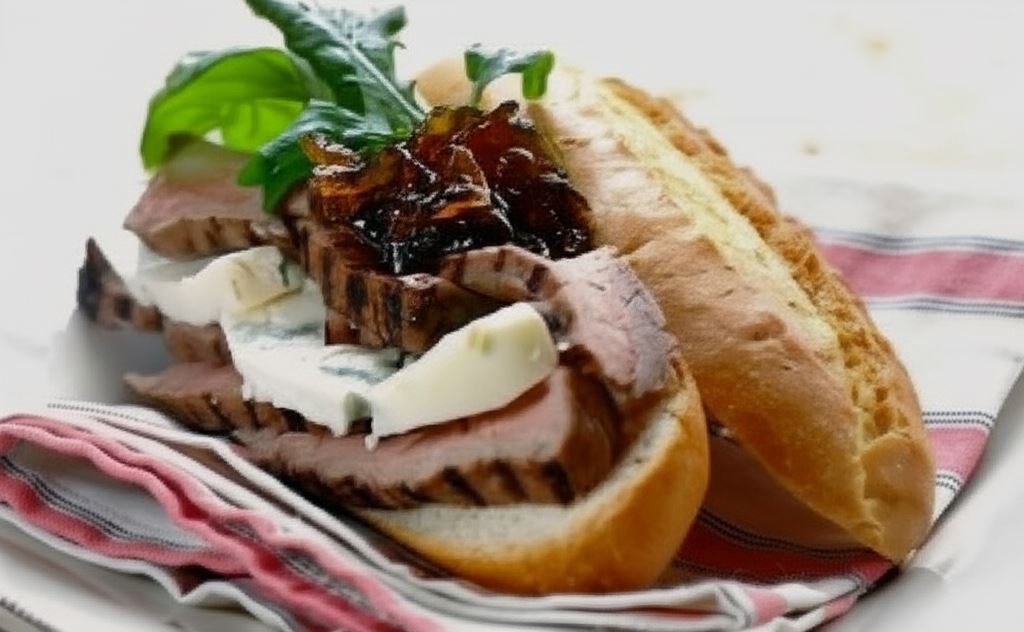 Grillowany stek z wołowiny z chrupiąca ciabattą