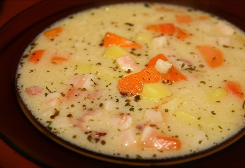 Grochówka z warzywami i boczkiem