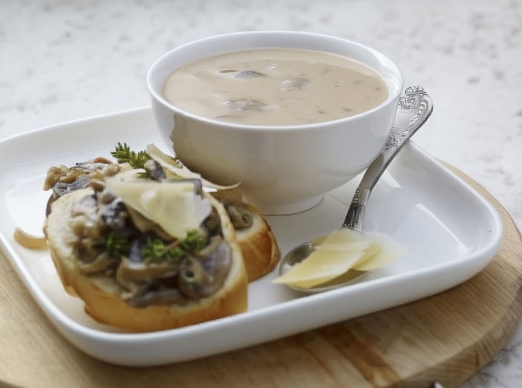 Grzybowa zupa z grzankami