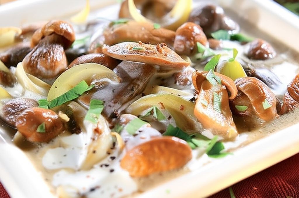 Grzyby duszone w śmietanie