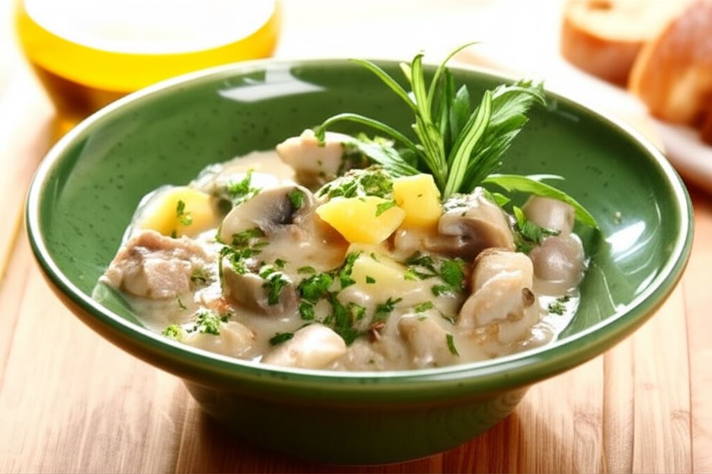 Gulasz drobiowy z pieczarkami i pietruszką