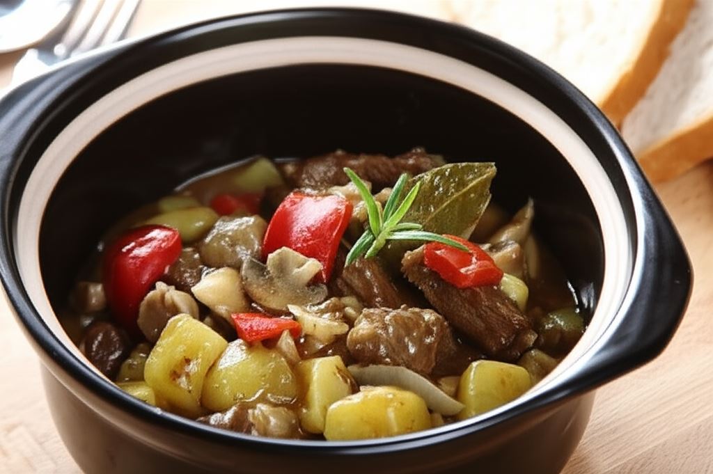 Gulasz wołowy z papryką i pieczarkami