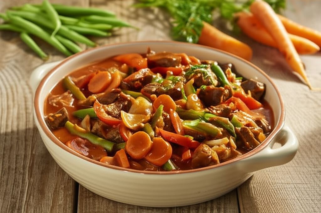 Gulasz z fasolką szparagową i warzywami