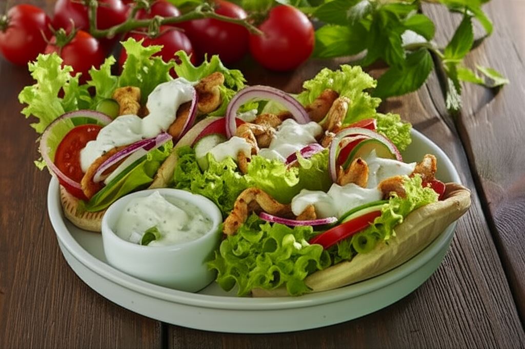 Gyros z kurczaka z sosem jogurtowym