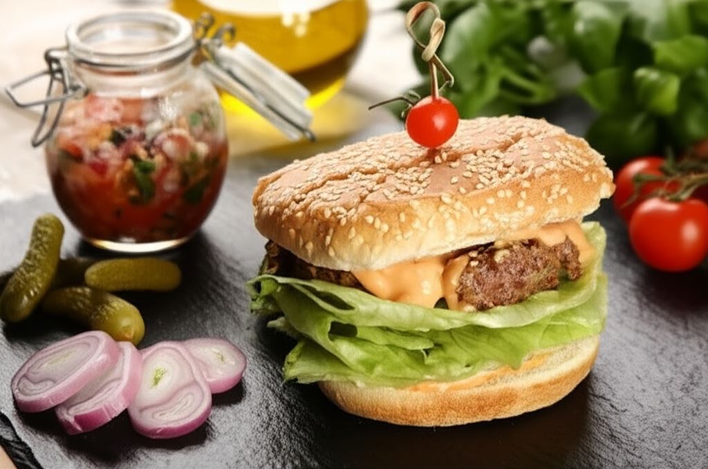 Hamburger z pomidorową salsą