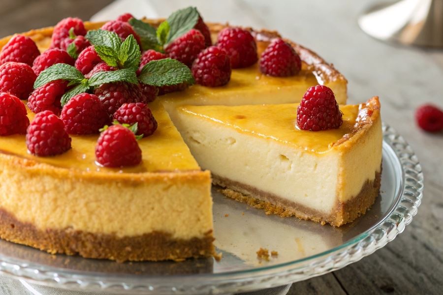 Hiszpański sernik z malinami