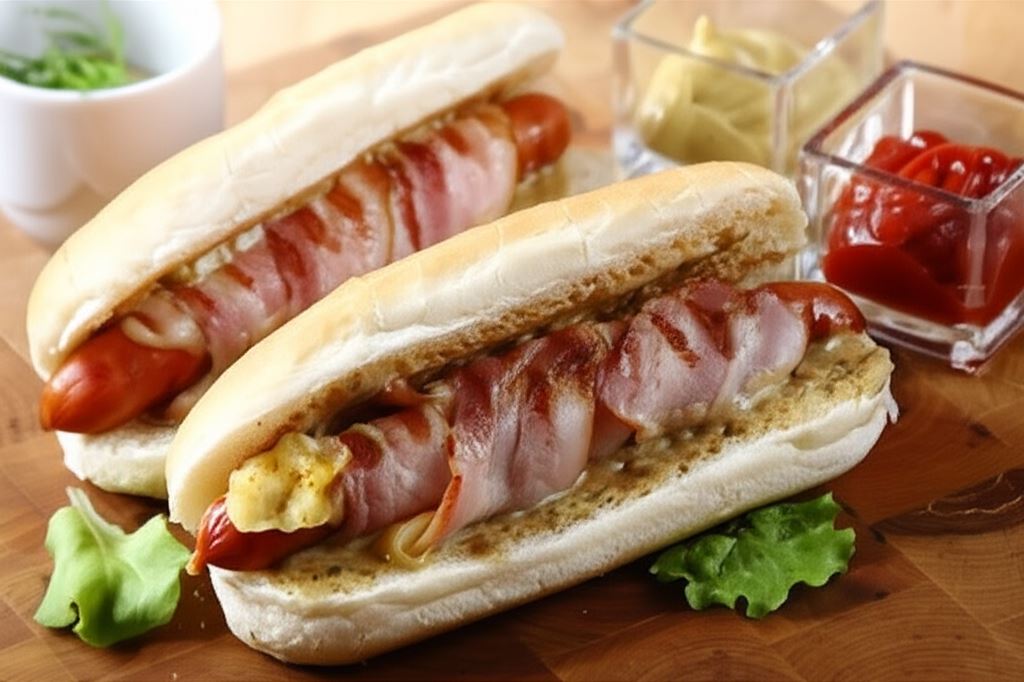 Hot dogi z grillowanymi kiełbaskami