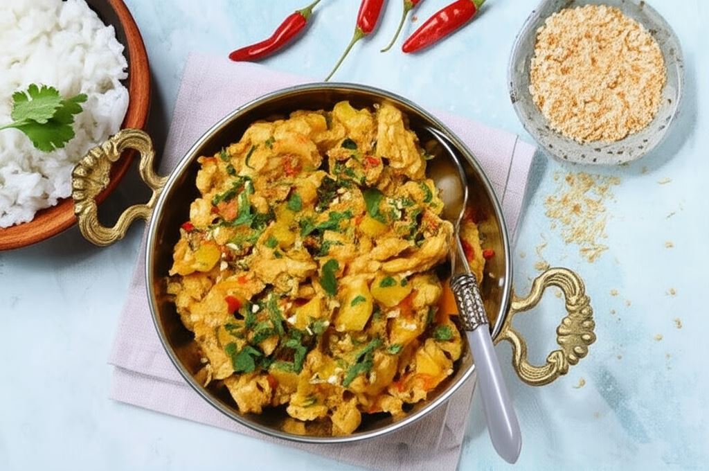 Indyk w sosie curry z wiórkami kokosa