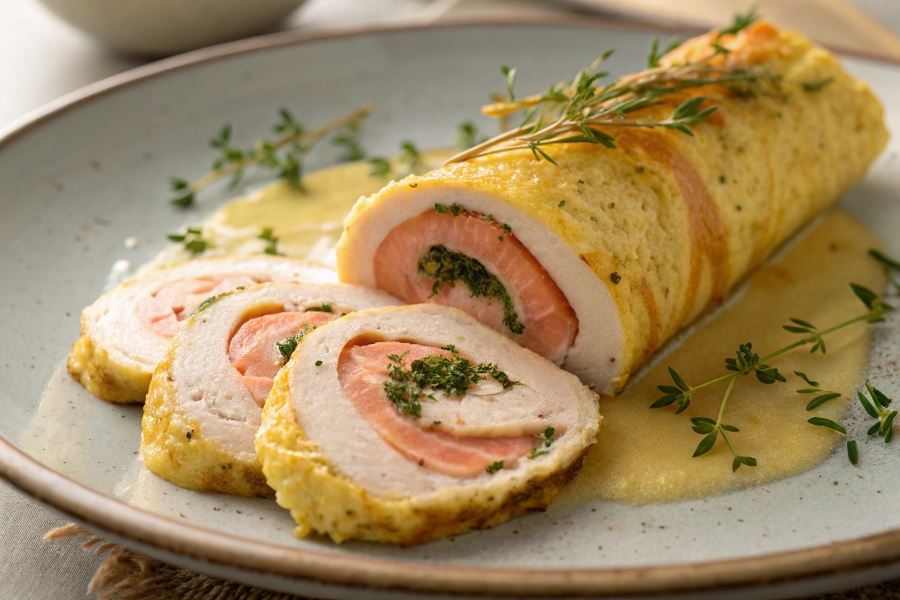 Indyk zawijany z łososiem