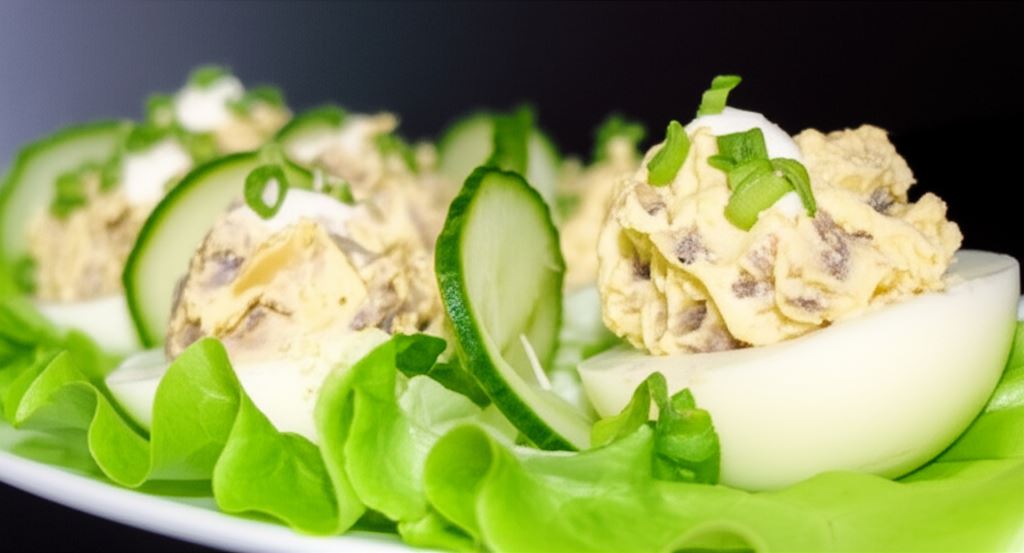 Jajeczka z farszem pieczarkowym z suszonymi pomidorami