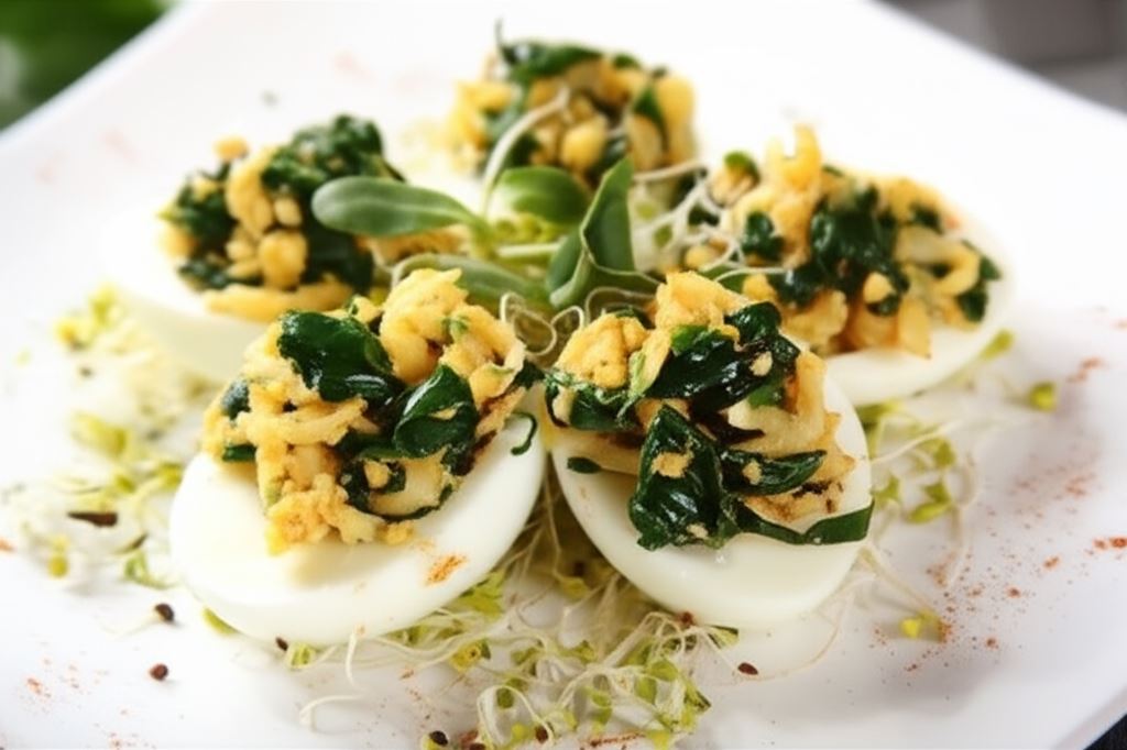 Jajka faszerowane szpinakiem