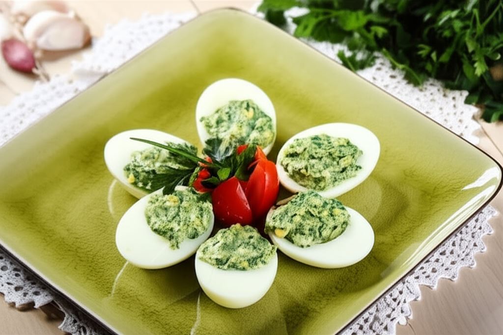 Jajka faszerowane szpinakiem