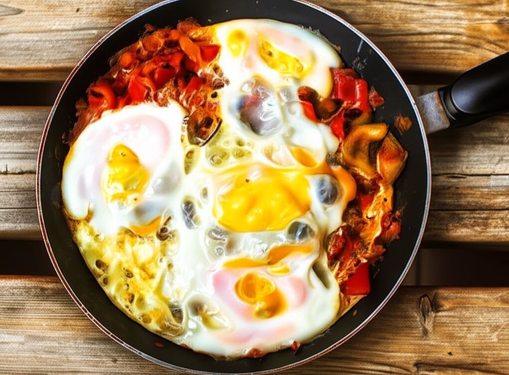 Jajka sadzone na warzywach