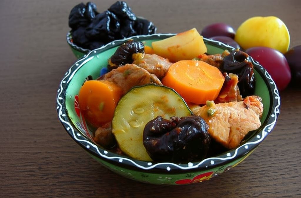 Jednogarnkowe mięsiwa z warzywami i śliwkami