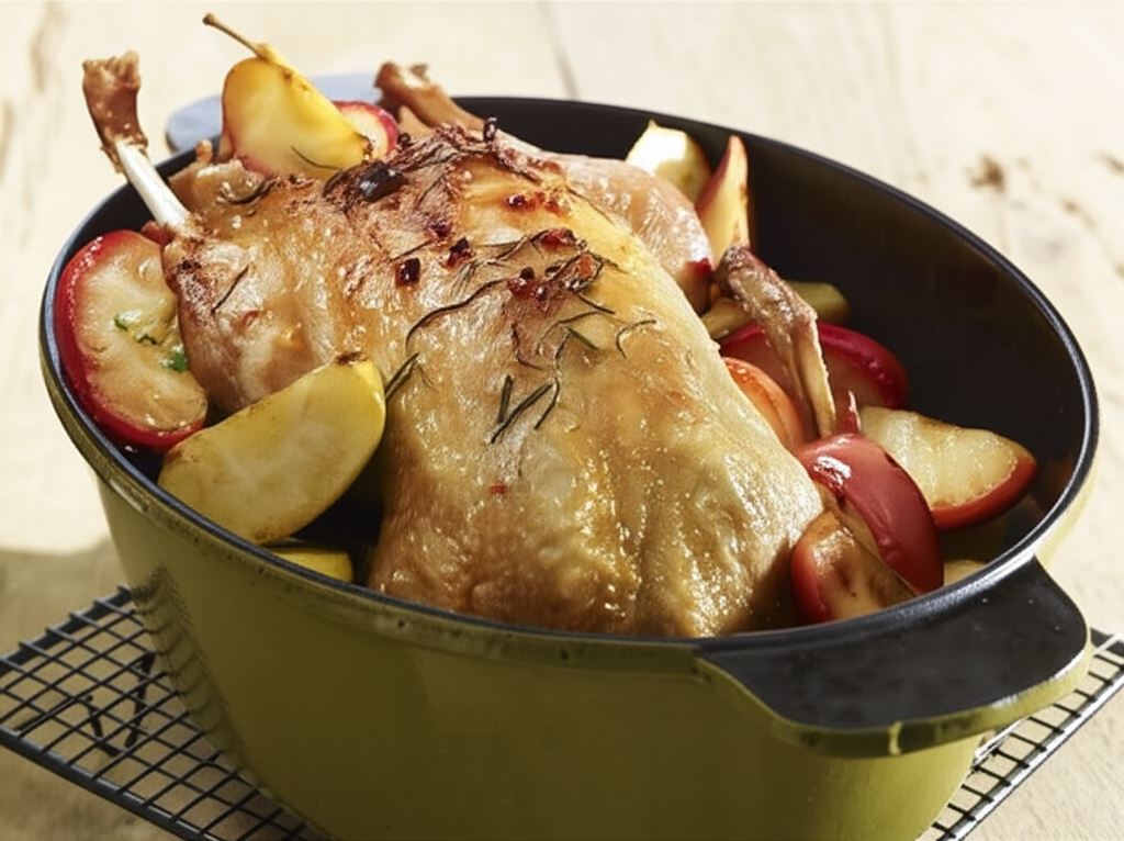 Kaczka pieczona z jabłkami