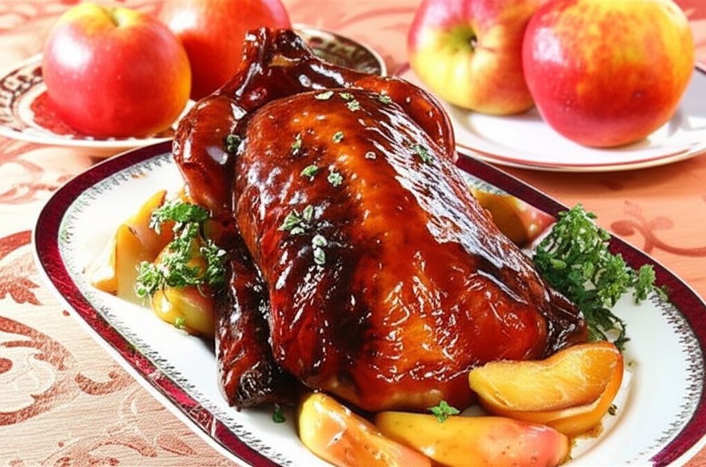 Kaczka w karmelu z jabłkami