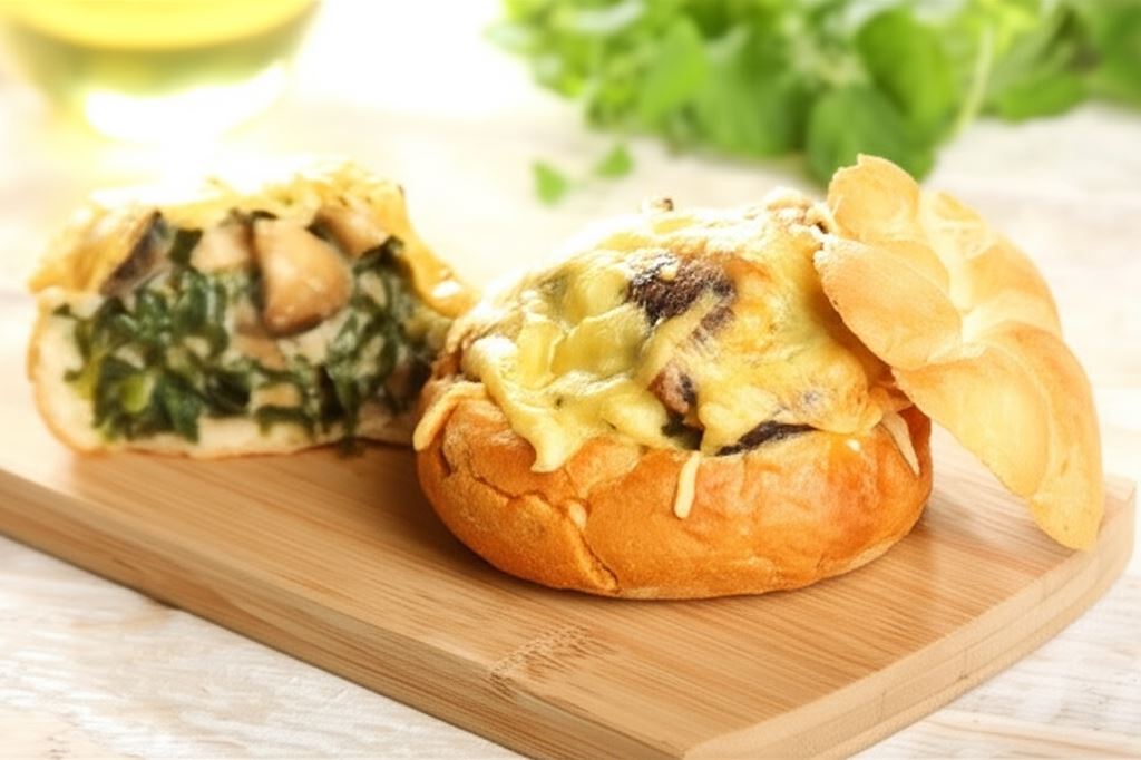 Kajzerki ze szpinakiem i pieczarkami