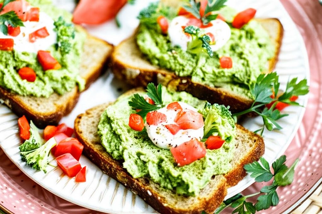 Kanapeczki z brokułowym pesto z orzechami nerkowca i pietruszką