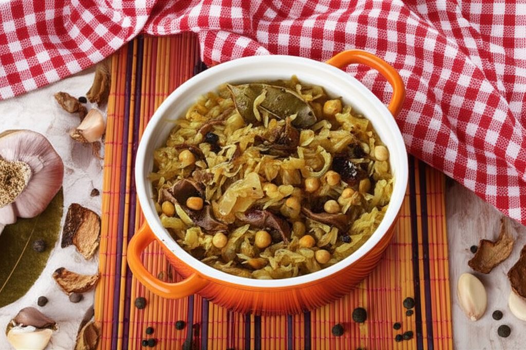 Kapusta wigilijna z grzybami i grochem