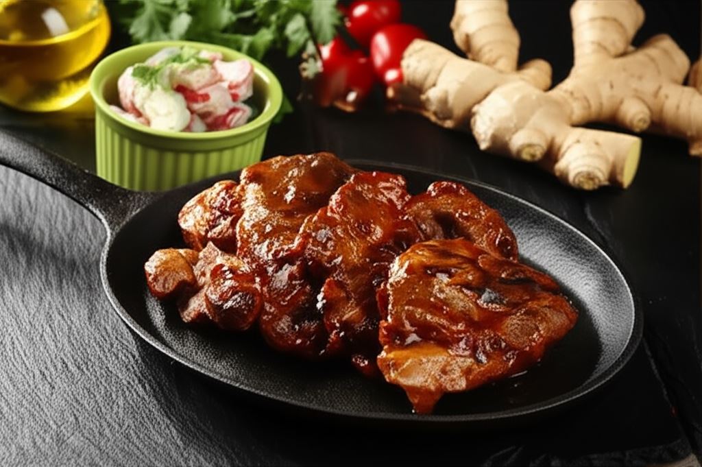 Karkówka w delikatnej glazurze z sosem czosnkowym