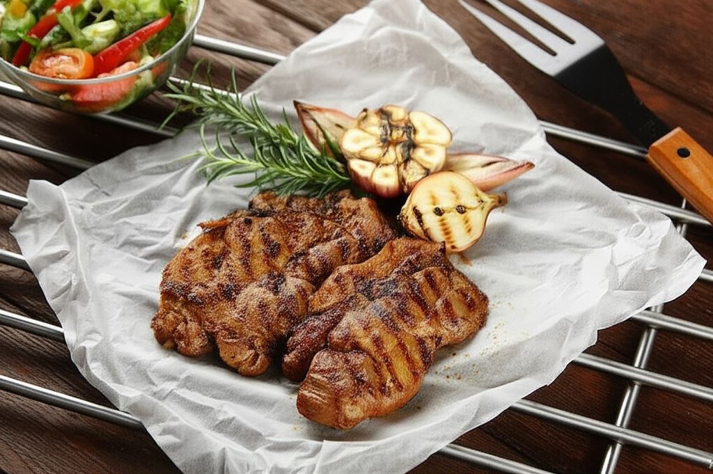 Karkówka z grilla obtoczona w suszonych grzybach