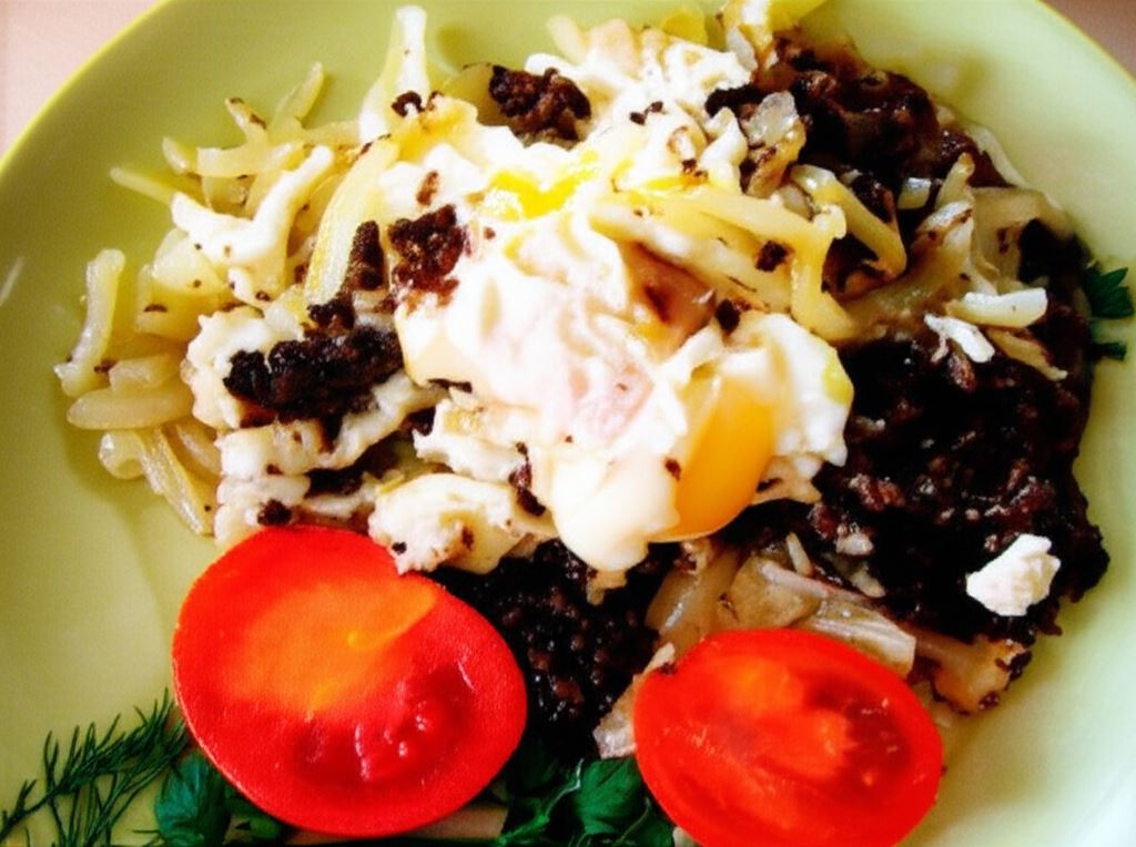 Kaszanka z cebulką i jajkiem