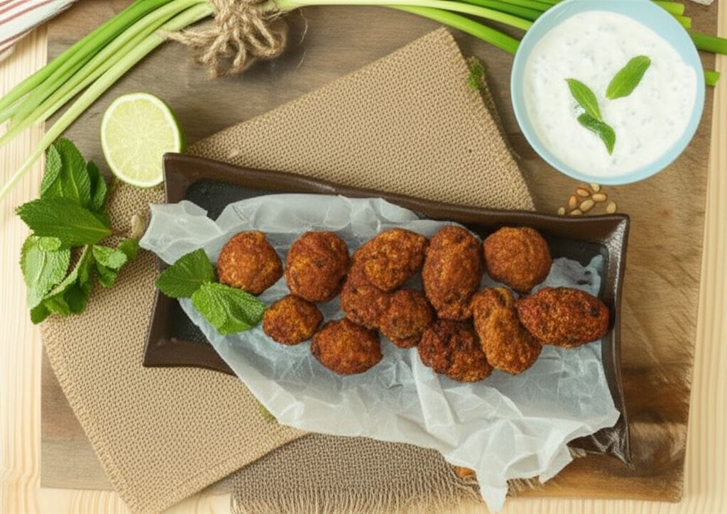 Kibbeh – libańskie przekąski z miętowym jogurtem