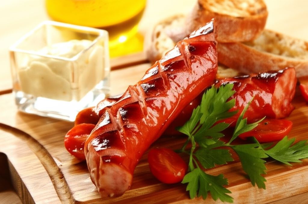 Kiełbasa z grilla z sosem chrzanowo-musztardowym