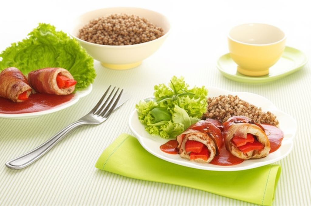 Kieszonki schabowe z papryką i boczkiem