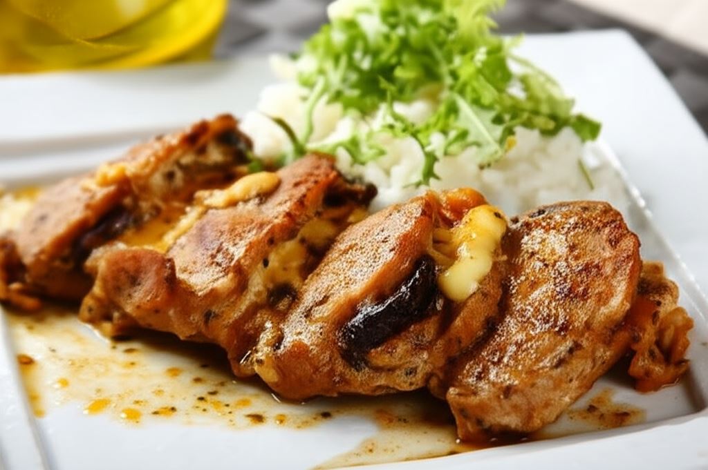 Kieszonki schabowe z suszoną śliwką i serem