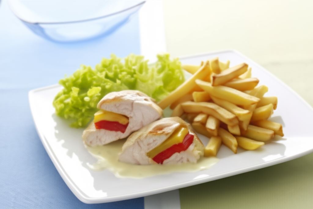 Kieszonki z kurczaka z kolorową papryką