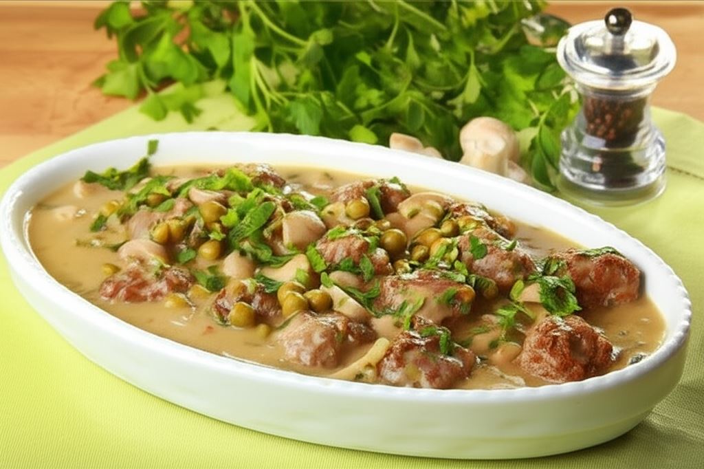 Klopsiki z groszkiem i pieczarkami