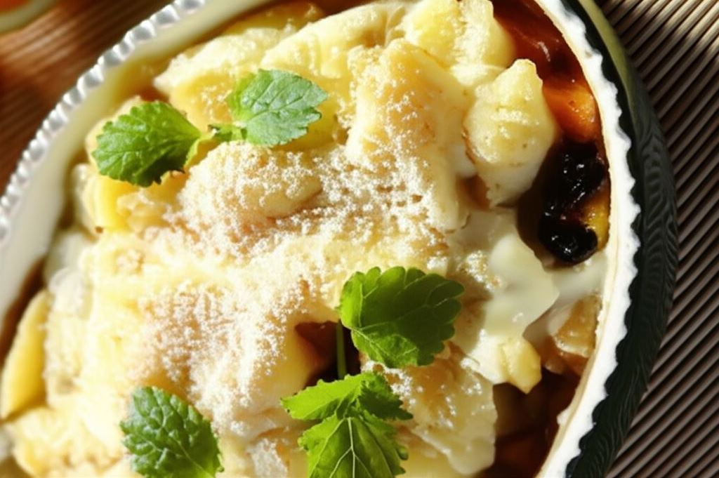 Kluski leniwe z pieczonymi owocami