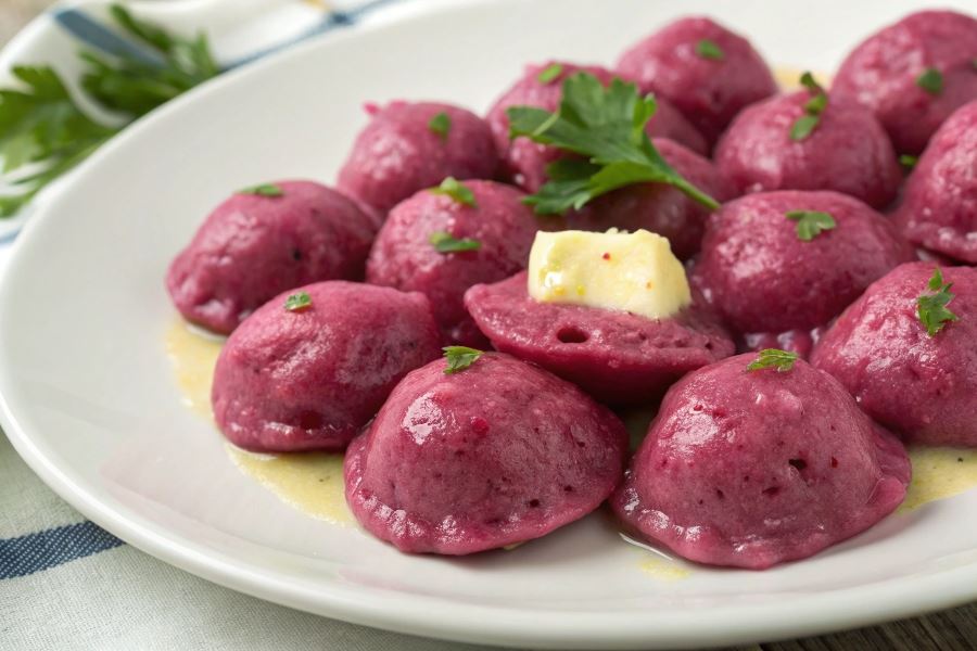 Kluski śląskie buraczkowe