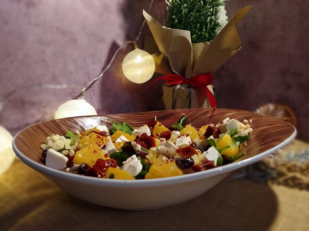 Kolorowa sałatka z dynią w sosie musztardowo miodowym