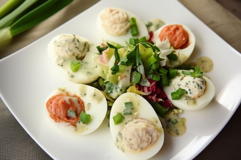 Kolorowy talerz faszerowanych jaj