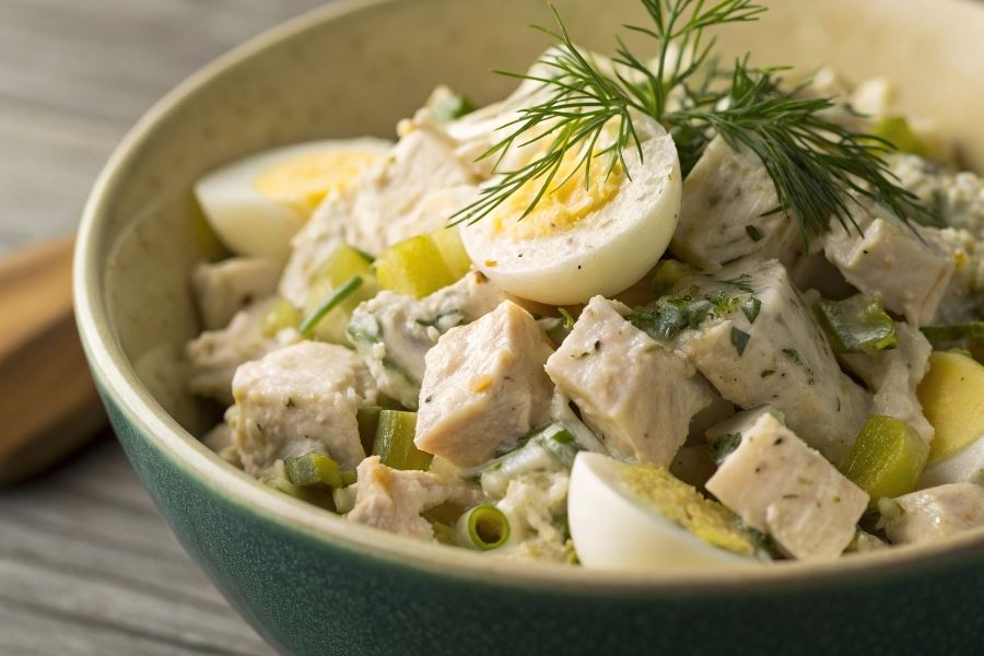 Koperkowa sałatka z kurczakiem