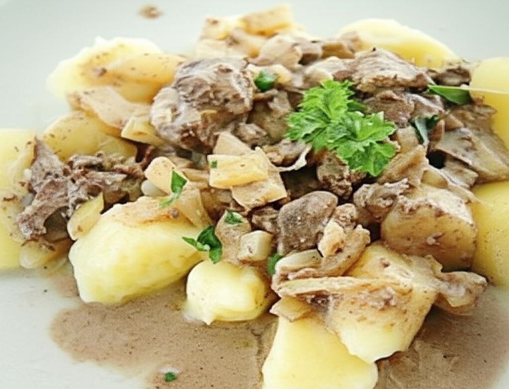 Kopytka z winną wątróbką