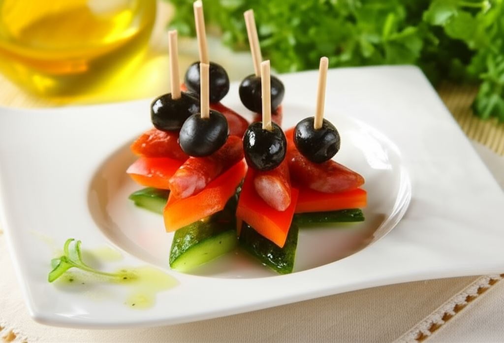 Koreczki z kabanosów i ogórków marynowanych