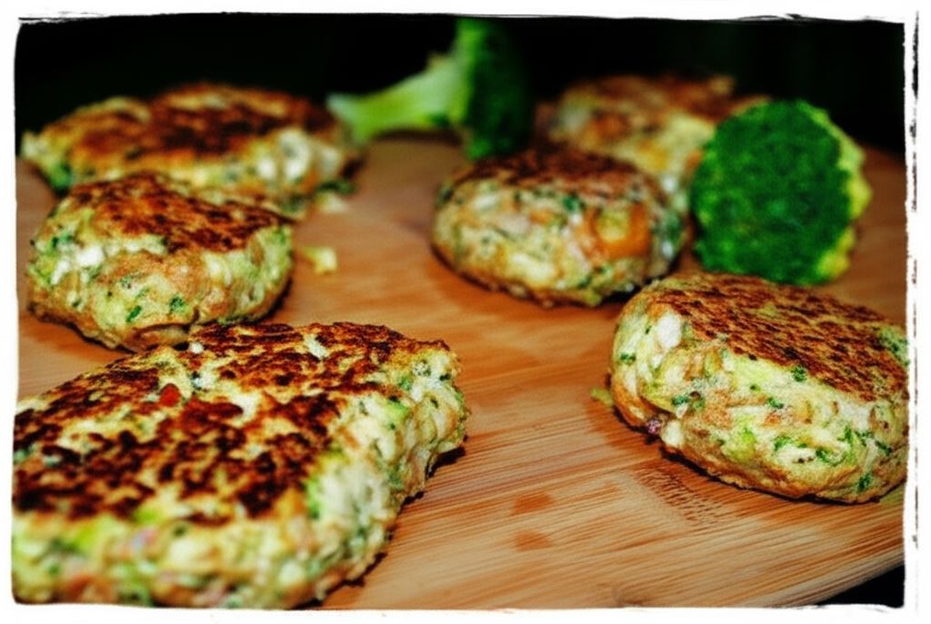 Kotlety brokułowe z fetą i pesto
