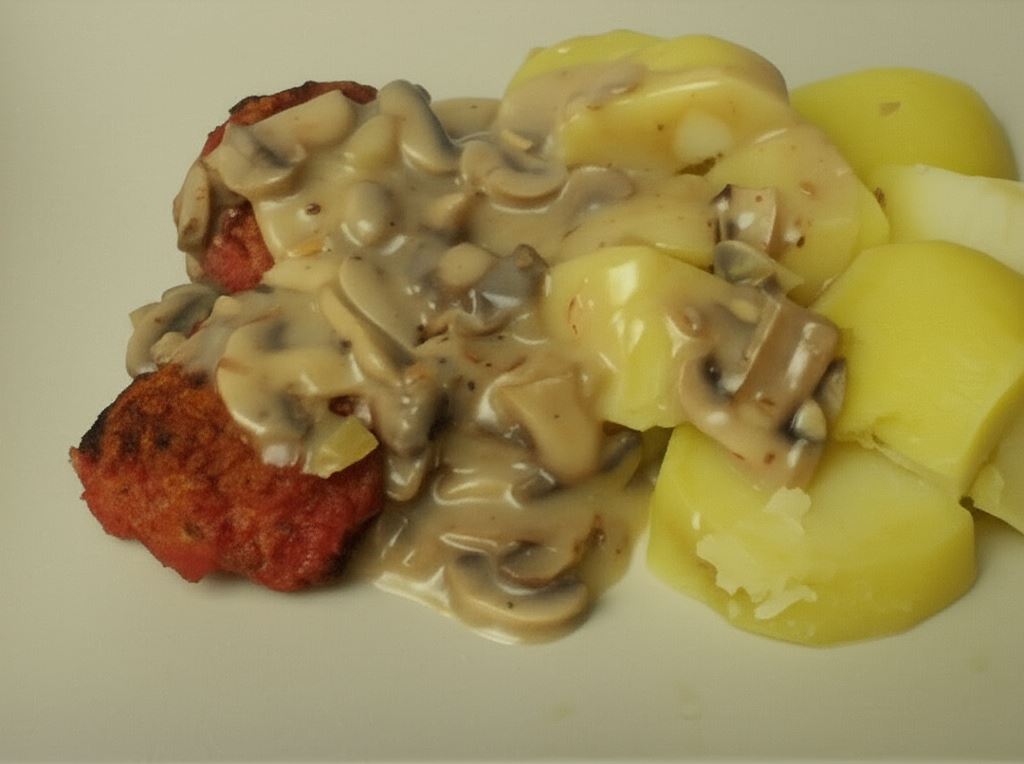 Kotlety mielone w sosie pieczarkowo-śmietanowym