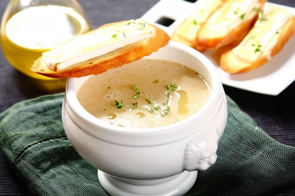Krem borowikowy z serową grzanką