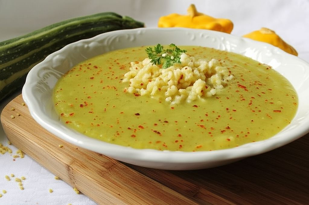 Krem z cukinii i patisonów z kaszą jaglaną