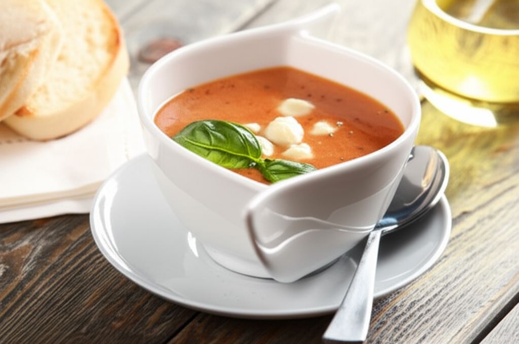 Krem z pomidorów z mozzarellą